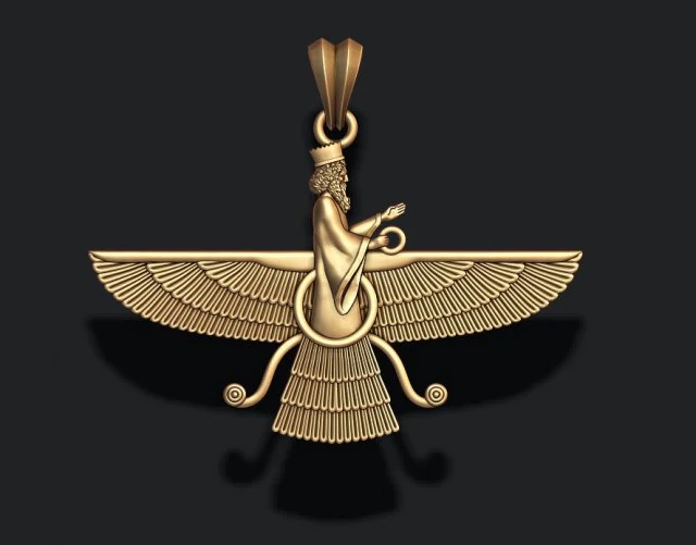 Faravahar ahura mazda pendant 3d print model 3D Print Model .c4d .max .obj .3ds .fbx .stl .blend 