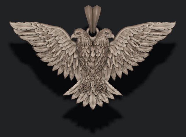 Two-headed eagle pendant 3Dプリントモデル .c4d .max .obj .3ds .fbx .stl .blend 