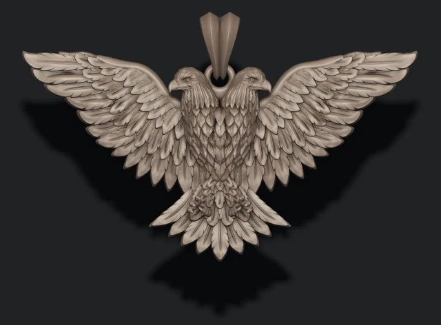 Two-headed eagle pendant 3D Print Model .c4d .max .obj .3ds .fbx .stl .blend