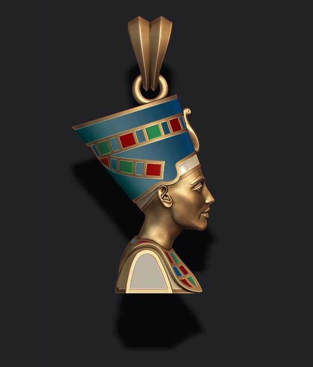 Nefertiti pendant enamel Model do druku 3D .c4d .max .obj .3ds .fbx .stl .blend 