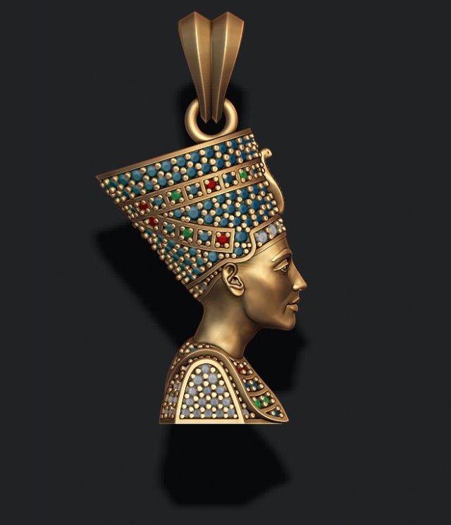 Nefertiti pendant with gems 3D प्रिंट मॉडल .c4d .max .obj .3ds .fbx .stl .blend 
