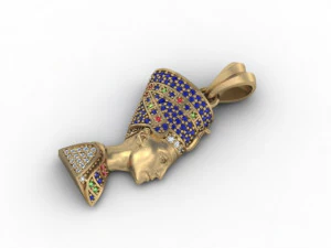 Nefertiti pendant with gems 3D Print Model