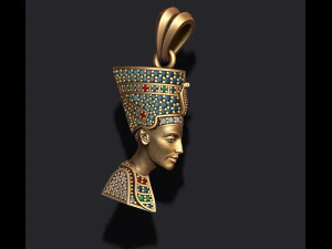 Nefertiti pendant with gems 3D Print Model