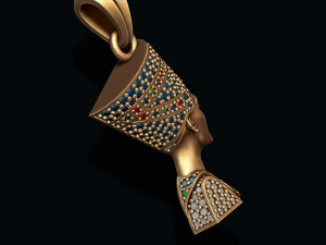 Nefertiti pendant with gems 3D Print Model