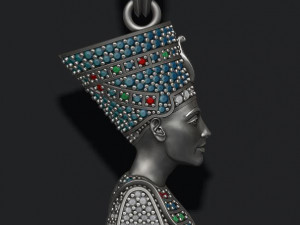 Nefertiti pendant with gems 3D प्रिंट मॉडल