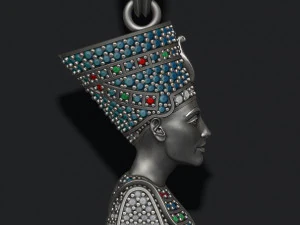 Nefertiti pendant with gems 3D Print Model