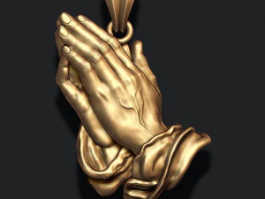 Praying hands pendant necklace bas-relief 3D Print Model