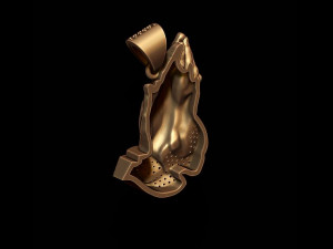 Praying hands pendant necklace with gems bas-relief Modèles 3D en vedette