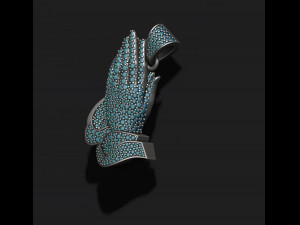 Praying hands pendant necklace with gems bas-relief Modello di stampa 3D