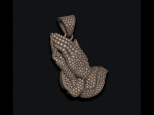 Praying hands pendant necklace with gems bas-relief Modello di stampa 3D
