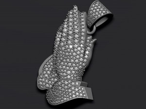 Praying hands pendant necklace with gems bas-relief Modello di stampa 3D