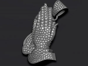Praying hands pendant necklace with gems bas-relief 3D Print Model