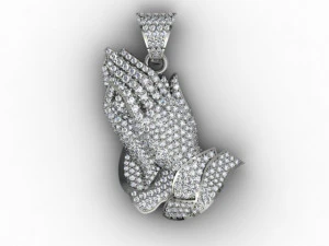 Praying hands pendant necklace with gems bas-relief 3D Print Model
