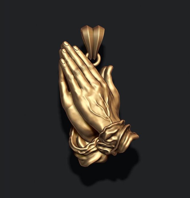 Praying hands pendant necklace 3d 3D Baskı Modeli .c4d .max .obj .3ds .fbx .stl .blend