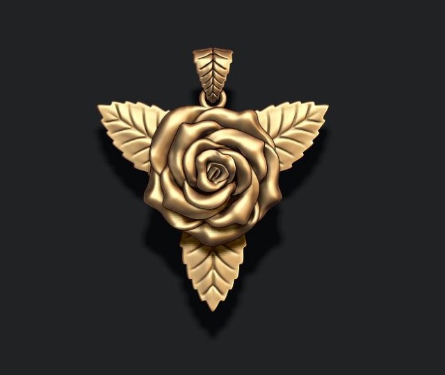 Rose pendant 3D Print Model .c4d .max .obj .3ds .fbx .stl .blend 