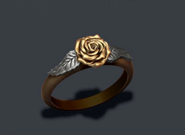 Rose ring 3D Print Model .c4d .max .obj .3ds .fbx .stl .blend 