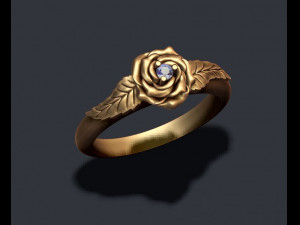 Rose ring with gemstone 3Dプリントモデル
