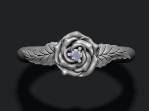 Rose ring with gemstone 3Dプリントモデル