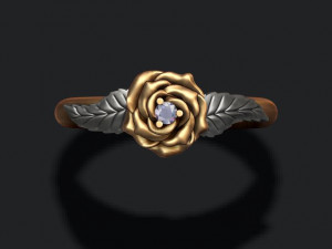 Rose ring with gemstone 3Dプリントモデル
