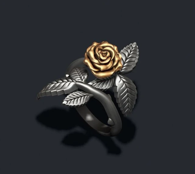 Rose ring 3D Print Model .c4d .max .obj .3ds .fbx .stl .blend 