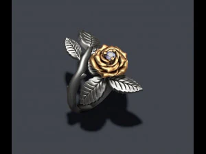 Rose ring with gem 3D Print Model