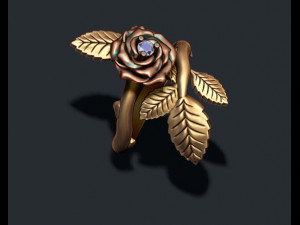 Rose ring with gem Modèles 3D en vedette