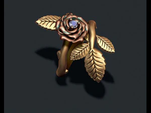 Rose ring with gem 3D Print Model