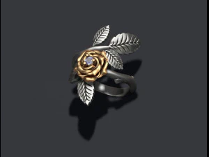 Rose ring with gem 3D Print Model