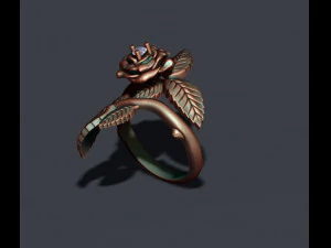Rose ring with gem 3D Print Model