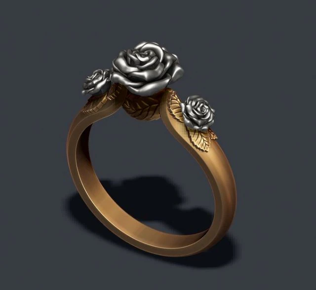 Rose ring 3D Print Model .c4d .max .obj .3ds .fbx .stl .blend 