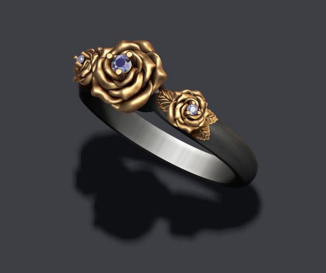 Rose ring with gem 3D Baskı Modeli .c4d .max .obj .3ds .fbx .stl .blend 