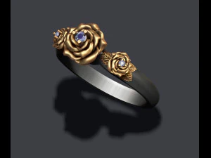Rose ring with gem Modelo de Impressão 3D