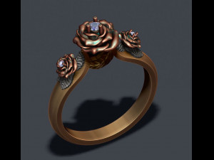 Rose ring with gem 3D Baskı Modeli