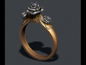 Rose ring with gem 3D Baskı Modeli
