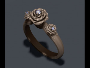 Rose ring with gem 3D Baskı Modeli