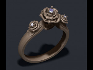 Rose ring with gem 3D Baskı Modeli