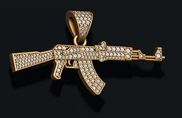 Ak 74 pendant with gems 3D 打印模型 .c4d .max .obj .3ds .fbx .stl .blend