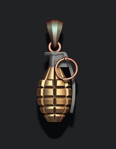 Grenade pendant 3d 3Dプリントモデル .c4d .max .obj .3ds .fbx .stl .blend 