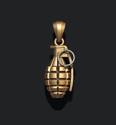 Grenade pendant 3D Print Model .c4d .max .obj .3ds .fbx .stl .blend 