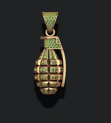 Grenade pendant with gems 3D Print Model .c4d .max .obj .3ds .fbx .stl .blend