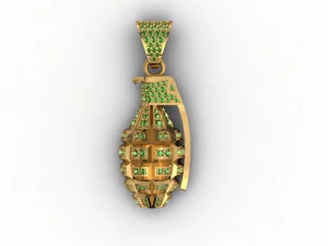 Grenade pendant with gems 3D Print Model
