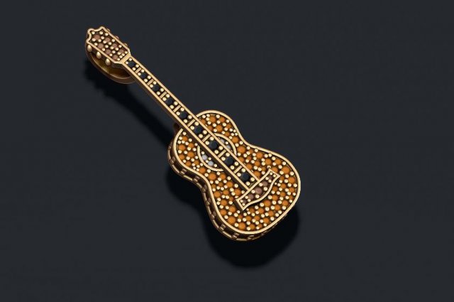 Guitar pendant with gems Model do druku 3D .c4d .max .obj .3ds .fbx .stl .blend 