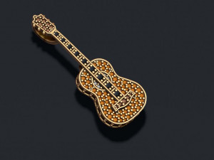 Guitar pendant with gems 3D Print Model