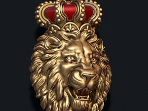 Lion pendant with crown new 3D Print Model