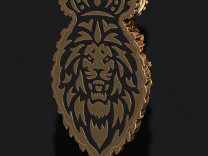 Lion pendant with crown new 3D Print Model