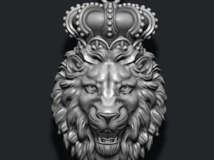 Lion pendant with crown new 3D Print Model