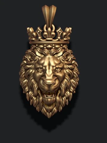 Lion pendant with crown v2 new 3D Print Model .c4d .max .obj .3ds .fbx .stl .blend 
