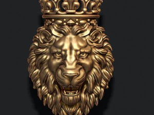 Pingente le&atilde;o com coroa v2 novo Modelo de Impressão 3D