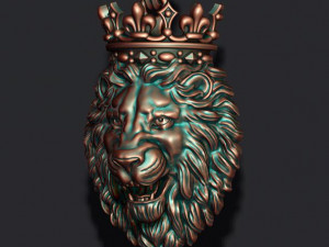 Lion pendant with crown v2 new 3D-printmodel