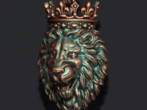 Lion pendant with crown v2 new 3D Print Model